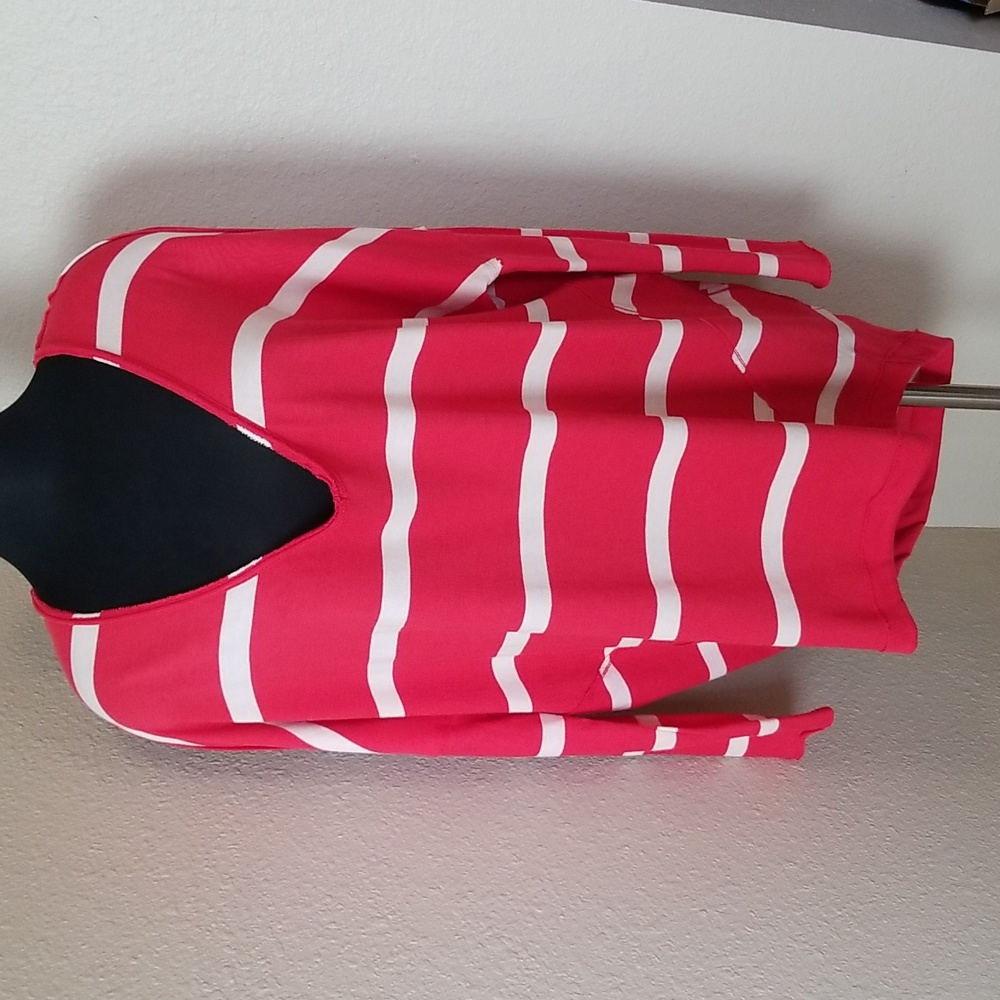Free People Red Striped Long Sleeve Top Large